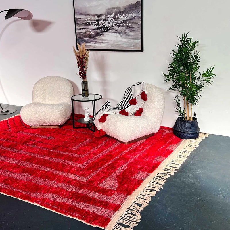 Custom Made Ruby Rouge Beni Mrirt Rug