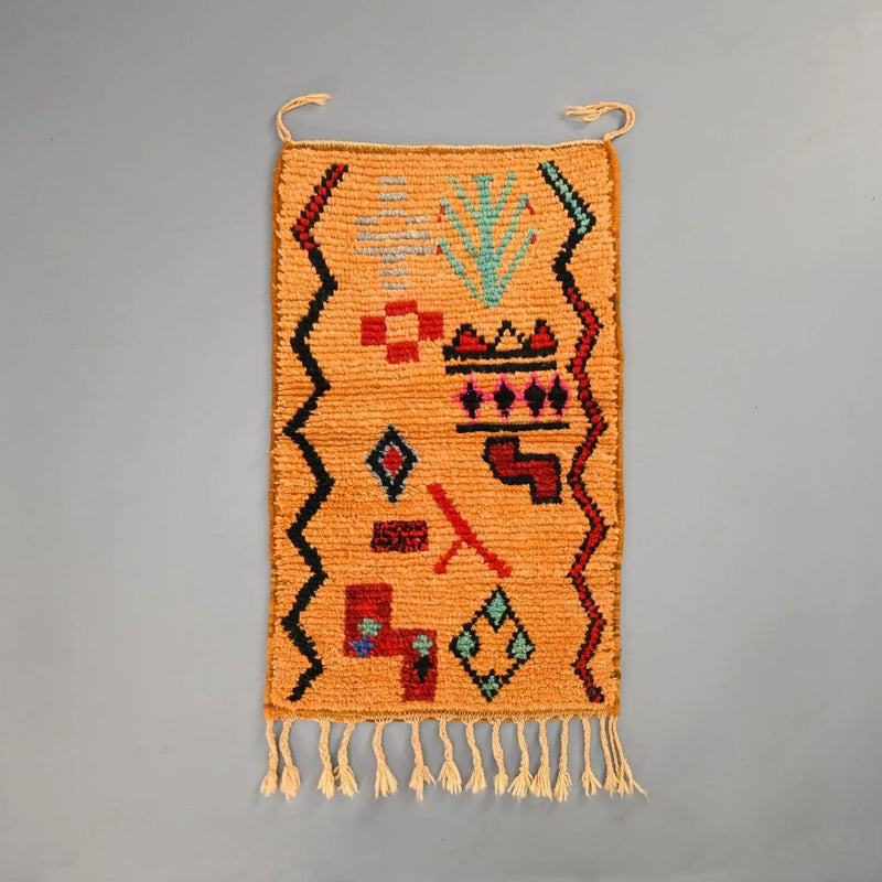 Berber Orange Moroccan Small Rug 2.1 x 3.4 Feet /  66 x 105 cm 