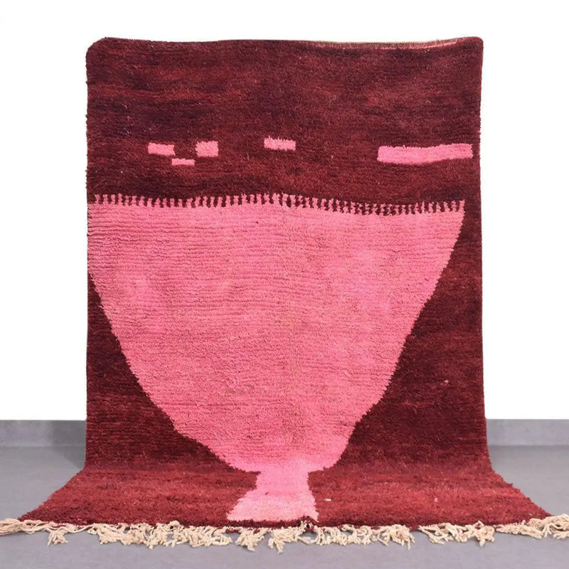 Crimson Bloom Berber Rug, Custom made 