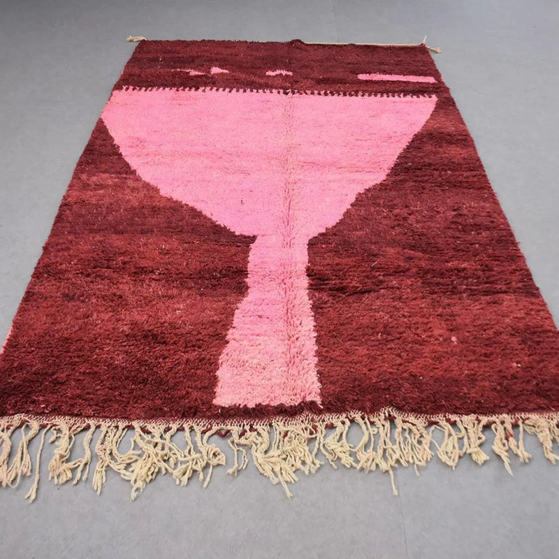 Crimson Bloom Berber Rug, Custom made 