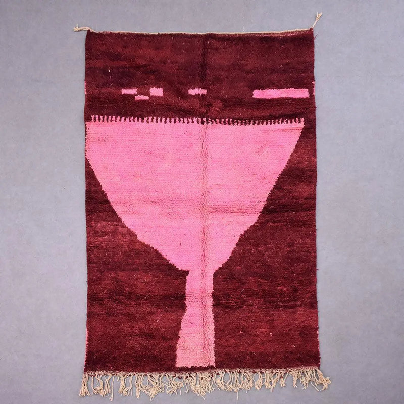 Crimson Bloom Berber Rug, Custom made 