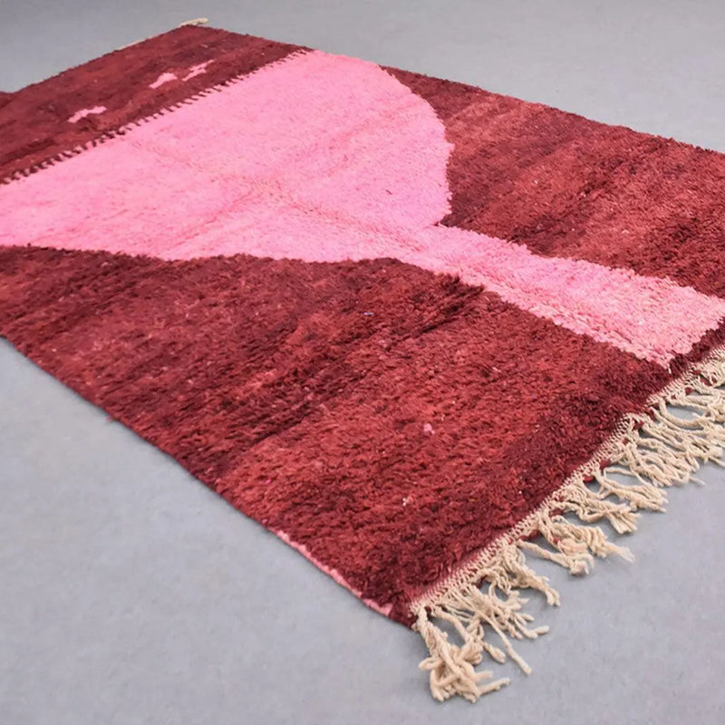 Crimson Bloom Berber Rug, Custom made 