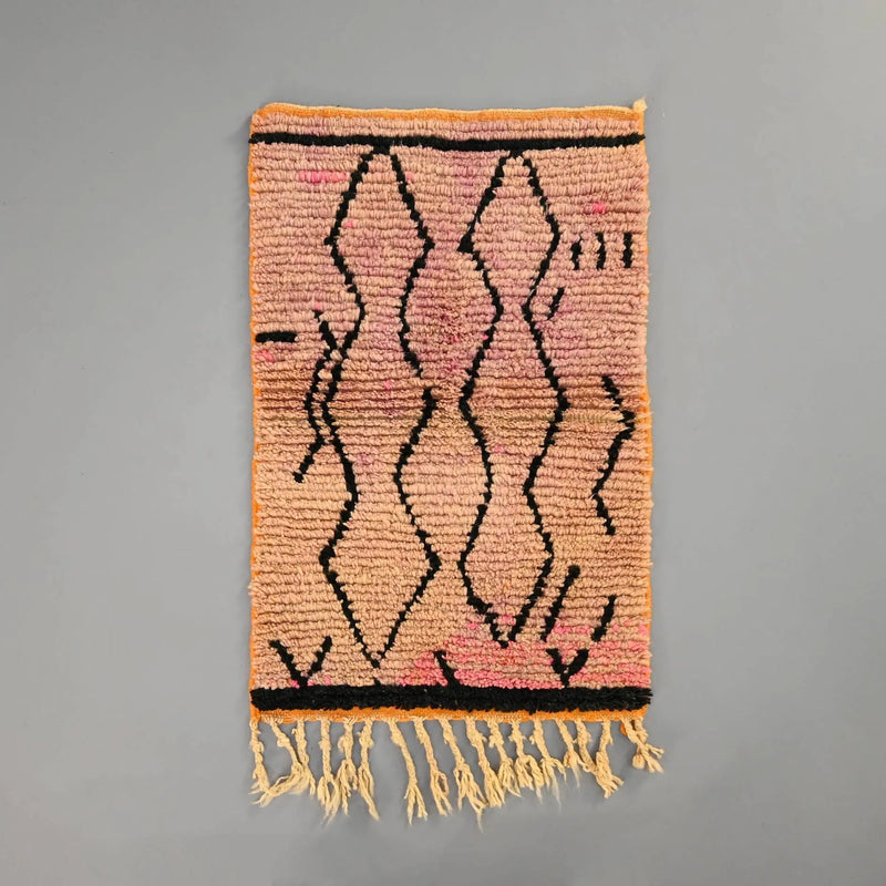 Handmade Moroccan Bohemian Rug  2 x 3.2 Feet /  64 x 98 cm 