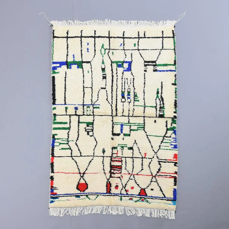 Unique Moroccan Rug, Authentic Azilal Rug 4.7 x 8 feet / 143 x 245 cm 