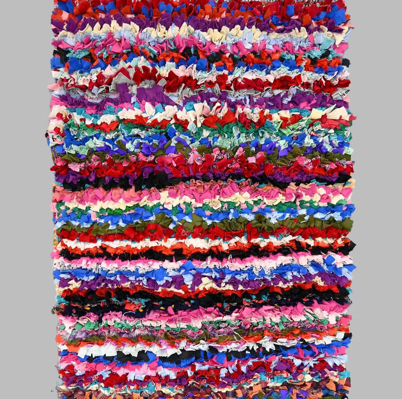 Vintage  Boucherouite Rug 2x7ft /  60 x  215 cm 