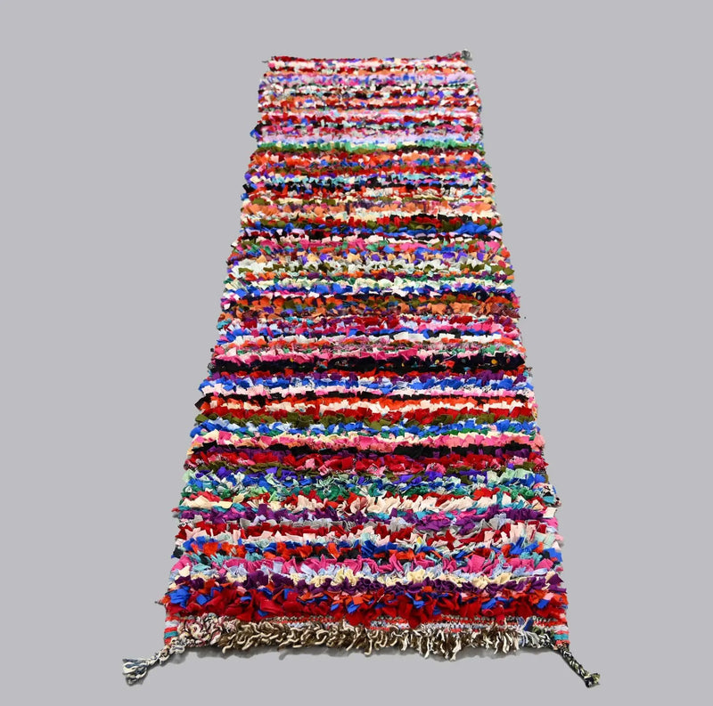 Vintage  Boucherouite Rug 2x7ft /  60 x  215 cm 