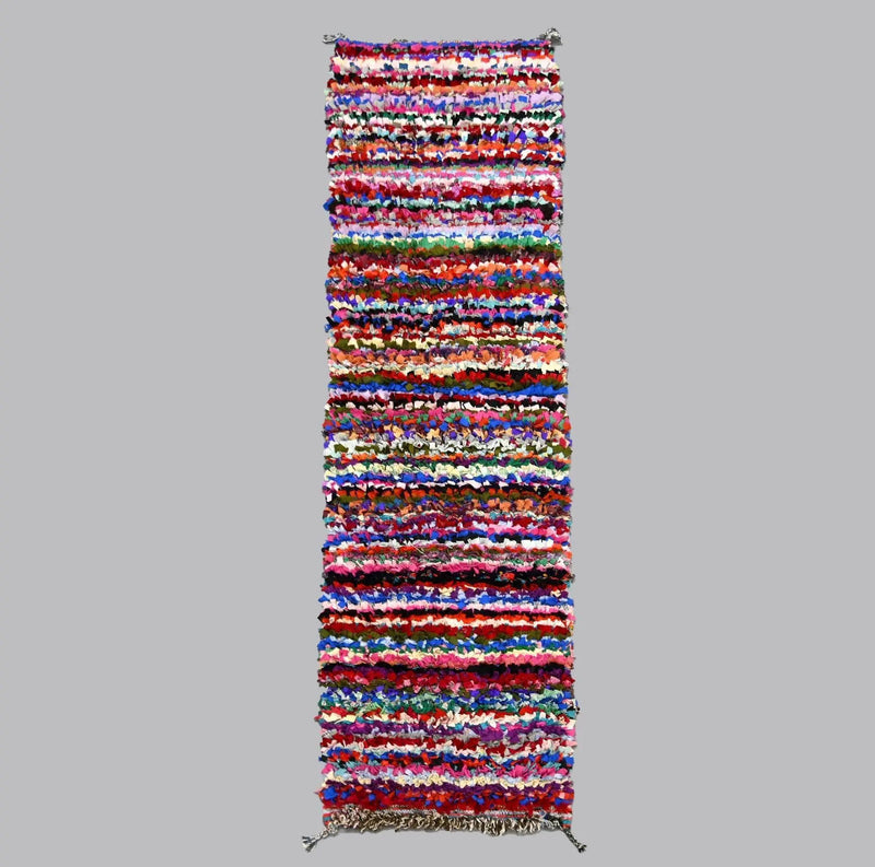 Vintage  Boucherouite Rug 2x7ft /  60 x  215 cm 