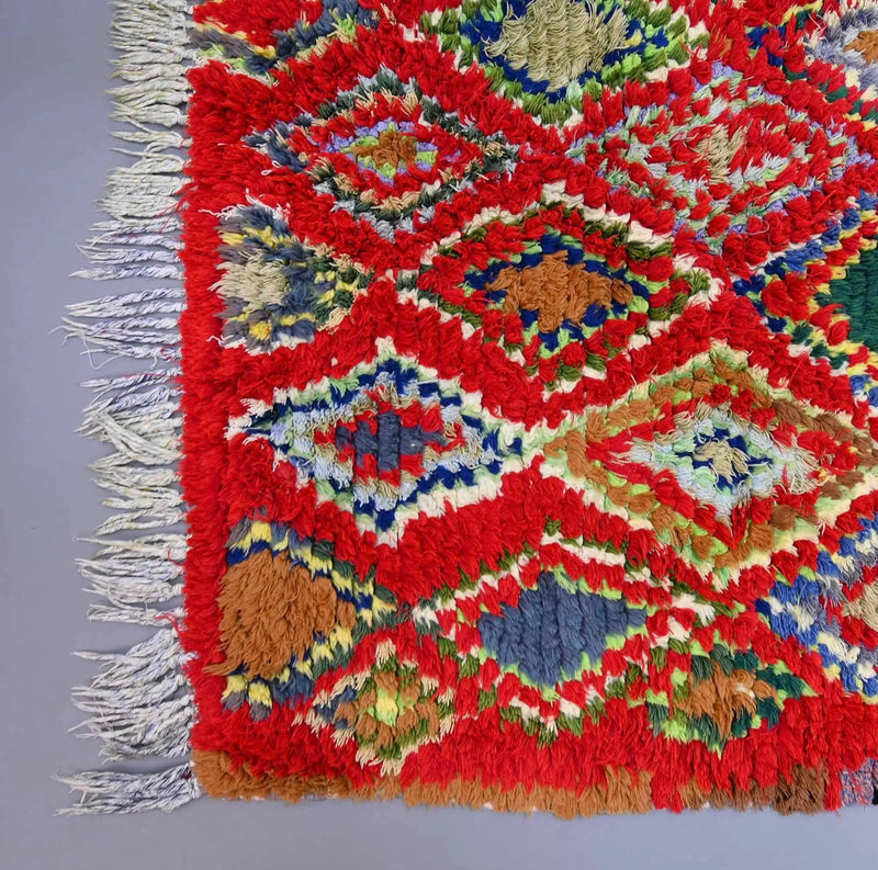 Vintage Boucherouite Rug 3.6 x 6.2 feet / 110 x 190 cm 