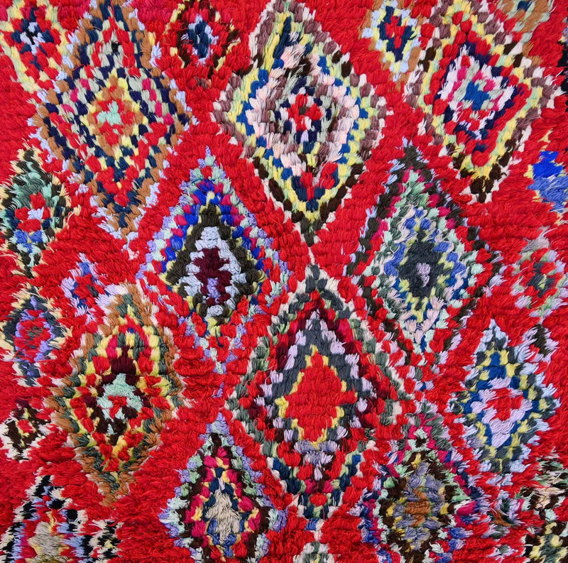 Vintage Boucherouite Rug 3.6 x 6.2 feet / 110 x 190 cm 