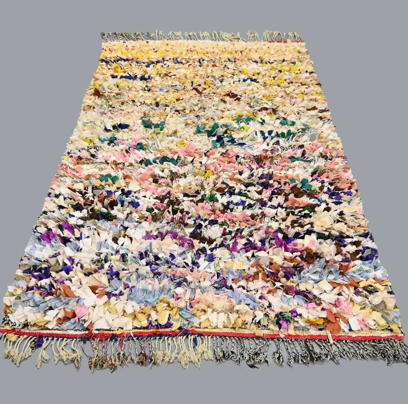 Vintage Boucherouite Rug 7.3 x 4.1 feet / 255 x 125 cm 