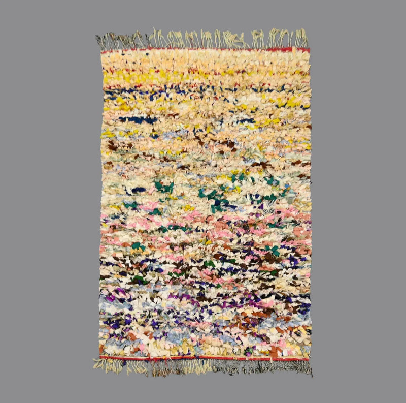 Vintage Boucherouite Rug 7.3 x 4.1 feet / 255 x 125 cm 