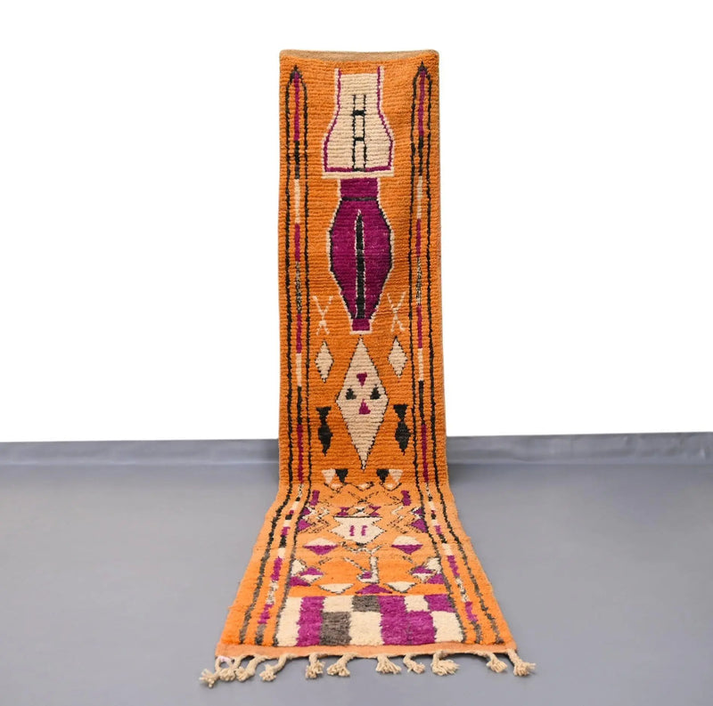 Vintage Runner Moroccan Rug 2.4 x 12.4 feet 