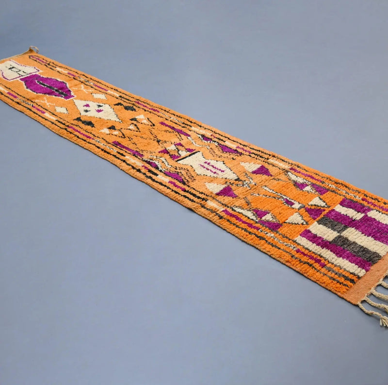 Vintage Runner Moroccan Rug 2.4 x 12.4 feet 