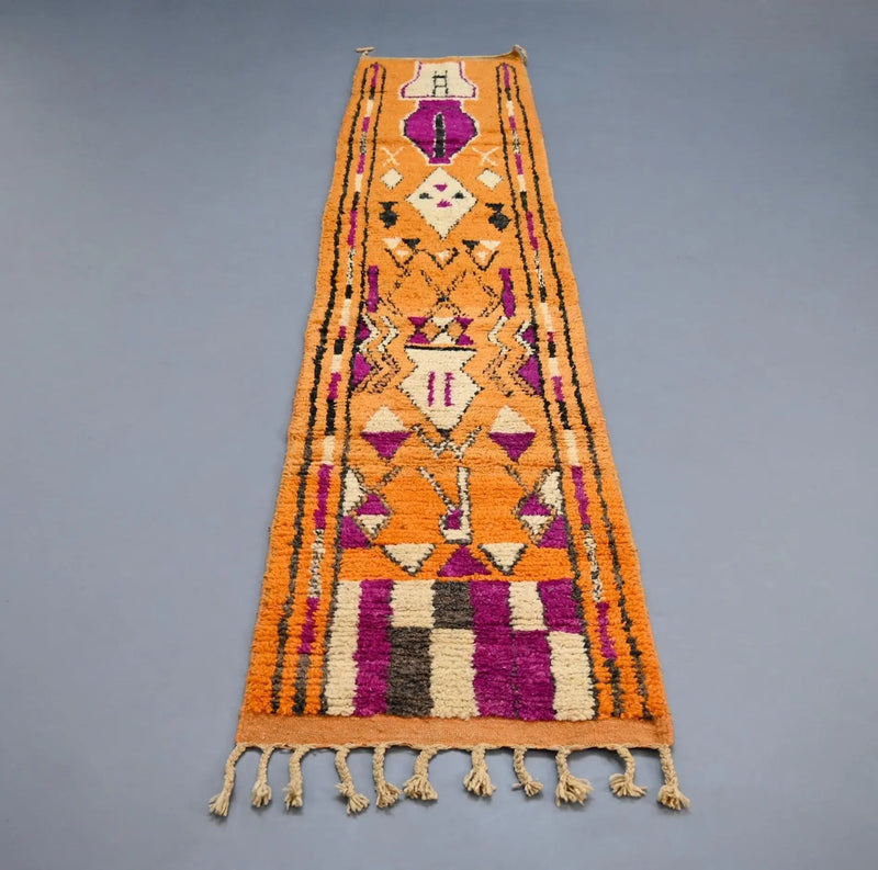 Vintage Runner Moroccan Rug 2.4 x 12.4 feet 