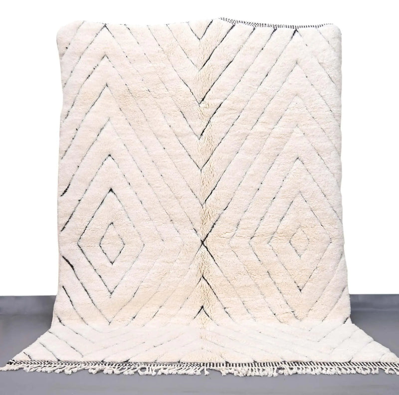 White Authentic Beni Ourain Moroccan Rug 