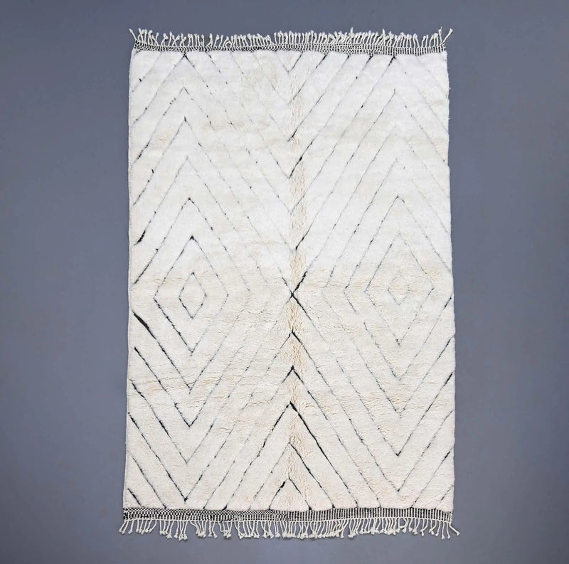 White Authentic Beni Ourain Moroccan Rug 