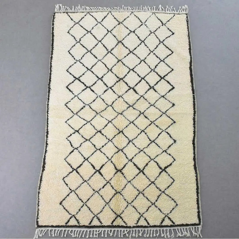 White Beni Ourain Rug 8.3 x 5 feet 